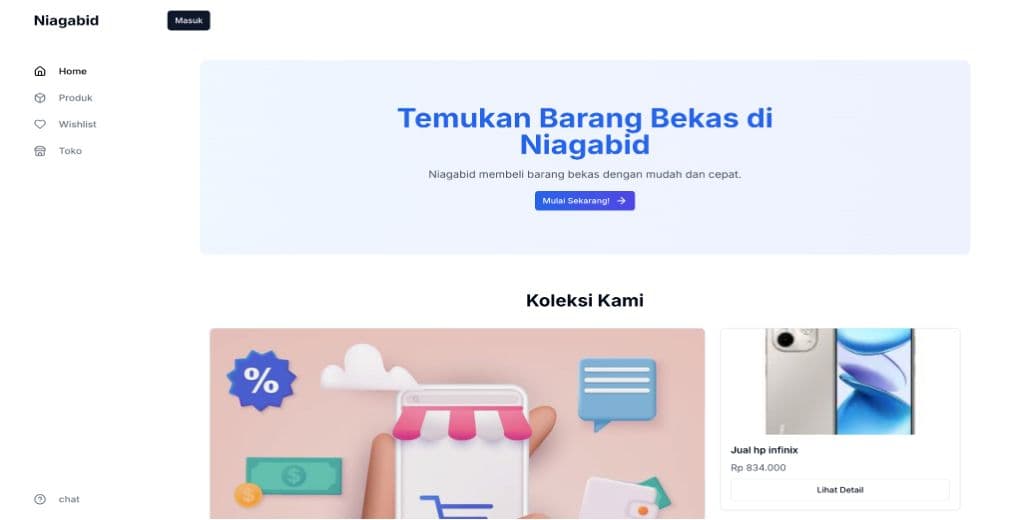 Marketplace dengan AI Chatbot - Platform jual-beli barang bekas untuk komunitas dengan chatbot AI yang membantu prediksi harga dan m
