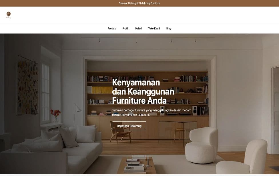 Website Company Profile Furniture - Platform digital berbasis Laravel untuk Nataliving Furniture dengan katalog produk, artikel, dan sis