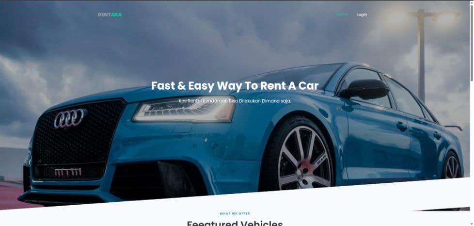 Platform Rental Mobil Modern - Website modern yang menghadirkan pengalaman penyewaan mobil yang mudah dengan pencarian berdasarkan